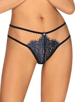 Image de Yassmyne String y en dentelle - Bleu