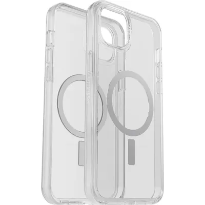 Two clear iPhone cases are shown side-by-side against a white background.