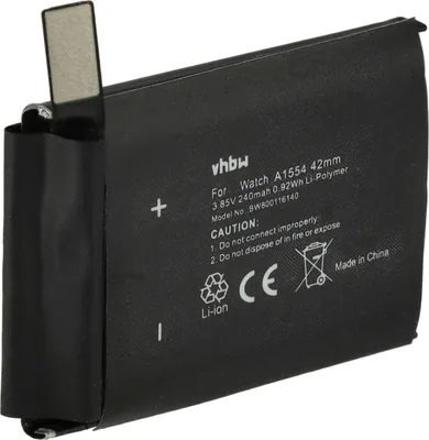 Produktbild von vhbw Akku kompatibel mit Apple Watch MLCC2LL/A, MJ4A2LL/A Smartwatch Uhr Fitnessarmband (240 mAh, 3,7 V, Li-Polymer)