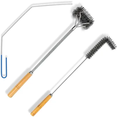 Produktbild von 3-teiliges Friteusen-Reinigungsset aus Edelstahl,Friteusenbürste für den Frittierkorb,L-förmiger Friteusenbürste und Reinigungsstab für die Fritteuse