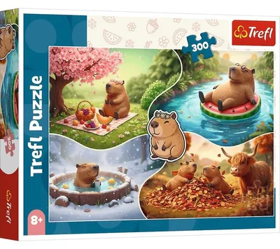 Image de Puzzle de 300 pièces « Les quatre saisons avec des capybaras » - Trefl