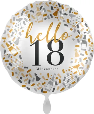 Produktbild von Folienballon rund Geburtstag Hello 18 45cm