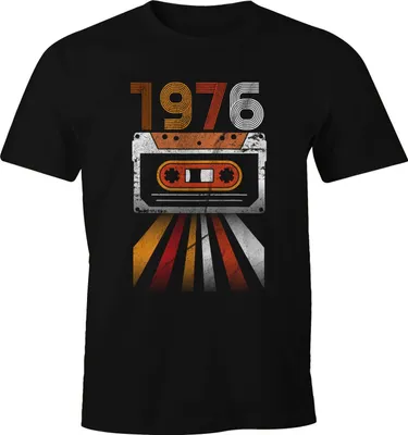 Produktbild von Herren T-Shirt Geburtstag Retro 70er Jahre Vintage Siebziger Geschenk-Shirt Moonworks® 1976 schwarz XL