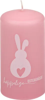 Produktbild von Stumpenkerze "hoppelige Ostern" Rose 110/57 mm