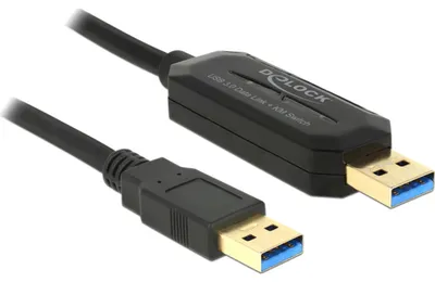 Imagen del producto de Cable de enlace de datos SuperSpeed USB 5 Gbps de Delock + conmutador KVM, tipo A a tipo A, 1,5 m