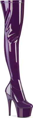 Produktbild von ADORE-3000 Pleaser Damen High-Heels Plateau Overkneestiefel lila Stretchlack