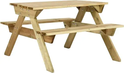 Produktbild von Picknicktisch mit Bänken, Bierzeltgarnitur, Biertischgarnitur, Beer Pong Tisch, Bierbankgarnitur, Gartenmöbel Set, Biertisch, 110x123x73 cm Kiefernholz Imprägniert