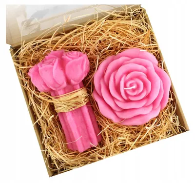 Produktbild von Drobo Kerzen Geschenkset Rosenstrauß und Rosenblatt rosa