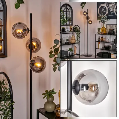 Produktbild von Fossobiubo Stehlampe aus Metall/Glas in Schwarz/Rauchfarben