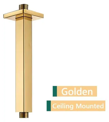 Produktbild von Deckenmontierte Duscharmatur - G1/2 Anschluss - Edelstahl Duscharm - Verdeckte Installation - Starres Duschrohr - Polierte Goldoptik