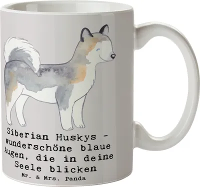 Produktbild von Mr. & Mrs. Panda Tasse Siberian Husky Augenzauber - Grau Pastell - Geschenk, Teetasse, faszinierend, Bedruckte, Husky-Liebhaber, Eleganz, Becher, Hundeliebhaber, Pott