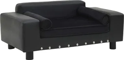 Obrázok produktu pre Pohovka pre psov čierna 81x43x31 cm Plyš a umelá koža