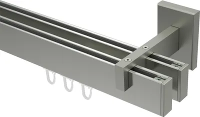 Produktbild von Interdeco Innenlaufstange / Gardinenstange mit Innenlauf Edelstahl-Optik, Typ Smartline Paxo (Kappe), 14x35 mm 2-läufig, 520 cm