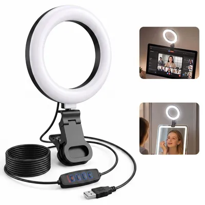 Productafbeelding van Ringlicht voor videoconferentie: 3 kleurtemperaturen, 5 helderheidsniveaus, 6 inch