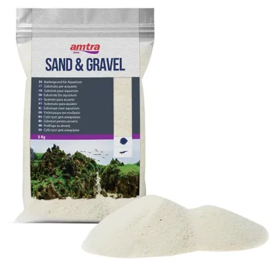 Immagine prodotto di Sabbia per acquario bianca fine - Granulometria 0,1-0,3 mm - 5 kg - Sabbia naturale per fondo acquario - Decorazione per acquario