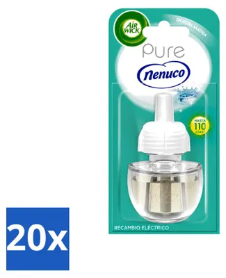 Imagen del producto de 20 unidades de recambios para ambientador eléctrico Air Wick, aroma Pure Nenuco, 19 ml. Paquete económico