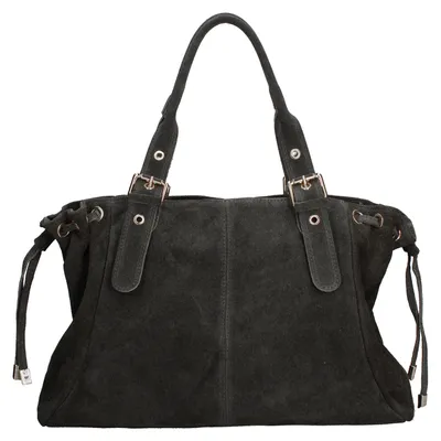 Produktbild von Damenhandtasche aus Wildleder Italy Reißverschluss Black B UNICA 20x28.5x41 cm