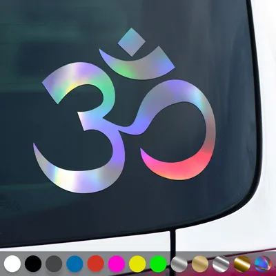 Produktbild von PantherPixel Om Aufkleber Ohm Buddhismus Meditation Yoga Sticker Auto Geschenkidee Farbe Oilslick-Hologramm