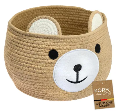 Produktbild von HMF Aufbewahrungskorb mit Griffenfür Kinderzimmer aus Baumwolle Bär Honig, KI-generiertes Bild