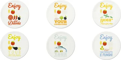 Immagine prodotto di Excelsa set di 6 piatti da pizza Enjoyable in porcellana 31,5 cm Colorato