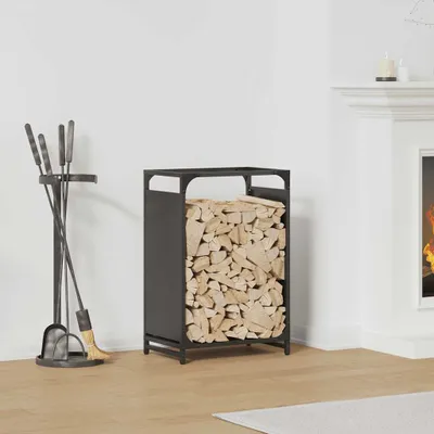 Produktbild von Brennholzregal Schwarz 44x28x65 cm Kaltgewalzter Stahl - Kaminholzregale CC32410