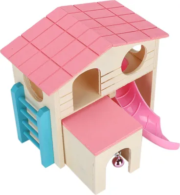 Image de Maison d'amusement pour hamster en bois Huttes Jouet Exercice Playthings Gym PlaygroundPink