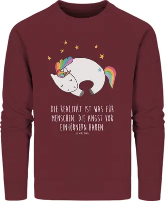 Produktbild von Mr. & Mrs. Panda Baumwoll Pullover Einhorn Nacht Größe XXL - Burgundy - Geschenk, Unicorn, Sweatshirt, Traum, Sweater, Einhörner, Träume, Pulli, Bio