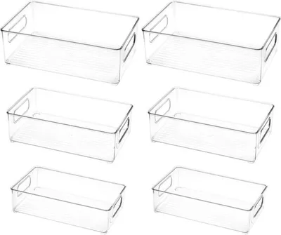 Obrázek produktu pro Průhledné stohovatelné úložné boxy® Unyqoos pro organizaci kuchyně a ledničky