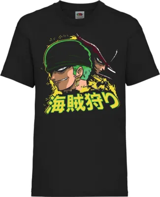 Obrázek produktu pro Dětské Triko One Manga Piece Anime Roronoa Zoro 02 Hunter Swordsman, 7-8 Jahr - 128 / Černá