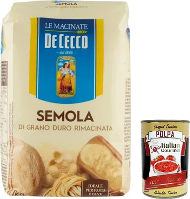 Produktbild von 3x De Cecco - Hartweizengrieß - Semola di grano duro rimacinata + Italian Gourmet polpa 400g