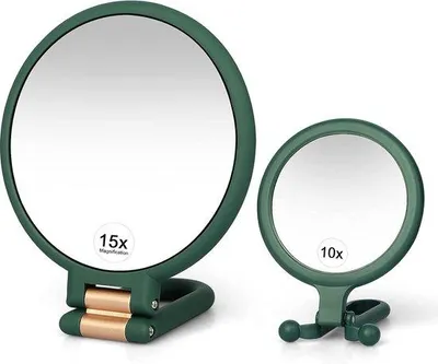 Produktbild von Famanu Kosmetikspiegel 10/15-fach Vergrößerung - Tragbar, Rund, 13 cm Durchmesser
