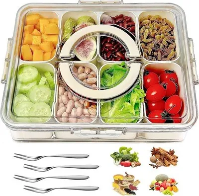 Produktbild von Famanu Snackbox mit Deckel - 8 Fächer für Snacks