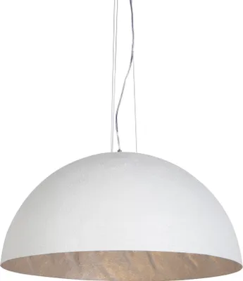 Produktbild von QAZQA - Moderne Hängelampe I Pendellampe I Halbrund Pendelleuchte Weiß mit Silber 70cm - MagnaI 3-flammig I Wohnzimmer - Kunststoff Rund - LED geeignet E27