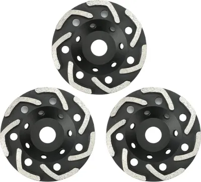 Produktbild von 3x Trade-Shop Diamant Schleifteller / Schleiftopf 125 x 22,23mm V-Segmente kompatibel mit Einhell Hitachi Milwaukee Betonschleifer Sanierungsfräse Flex