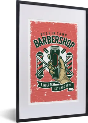 Produktbild von MuchoWow® MuchoWow® Gerahmtes Poster Mancave - Rasierer - Retro - Hand 40x60 cm - Poster mit zchwarzem Bilderrahmen - Poster in Rahmen