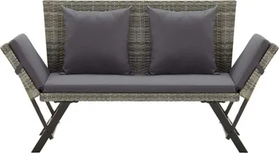 Immagine prodotto di Panca da giardino con cuscini 176 cm in poly rattan grigio