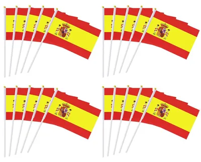20 Spanien-Flaggen mit Stock, 21,5 x 14 cm, Polyester