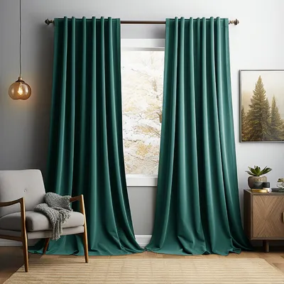 Produktbild von 2er Set Samt Vorhang Blickdicht Elegant Samtvorhänge Verdunkelung Thermovorhang Gardinen für Wohnzimmer Schlafzimmer Hotel, B132xH244cm, Grün
