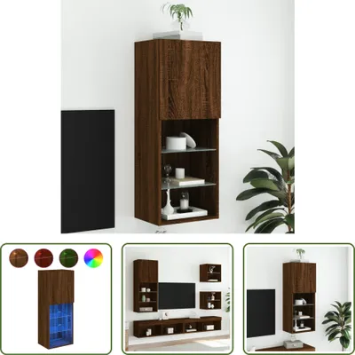Produktbild von The Living Store TV-Schrank mit LED-Leuchten Braun Eichen-Optik 40,5x30x102 cm