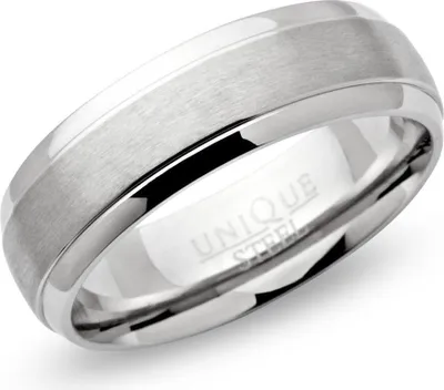 Produktbild von Unique Ring Edelstahl matt, polierte Kanten, schlicht 7mm R9151