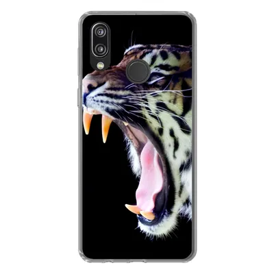 Produktbild von MuchoWow® Handyhülle Schutzhülle Hülle für Huawei P20 Lite (2020) Brüllender Tiger auf schwarzem Hintergrund Silikon Softcase Handy Hülle