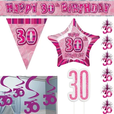 Produktbild von 30. Geburtstag Party Deko in pink Partyset / Partyartikel