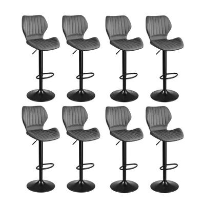 Produktbild von 8er Set Barhocker Samt Barstuhl Tresenhocker Küchenstühle Hocker Dunkelgrau