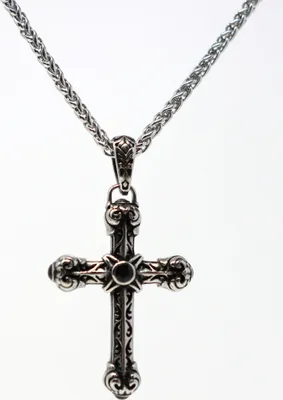 Produktbild von Lederkette Edelstahl 316 ANTIK KREUZ 60 cm Edelstahlkette