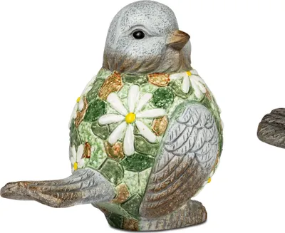 Produktbild von Garten Figur Vogel MOSAIK FLOWER H. 25cm grau grün Magnesia Formano S25