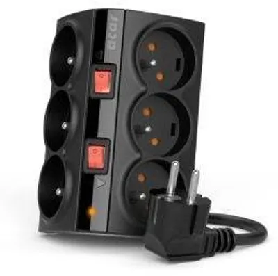 Immagine prodotto di HSKDATA W0153 Acar Ciabatta intelligente, nera, 6 prese, 1,5 m