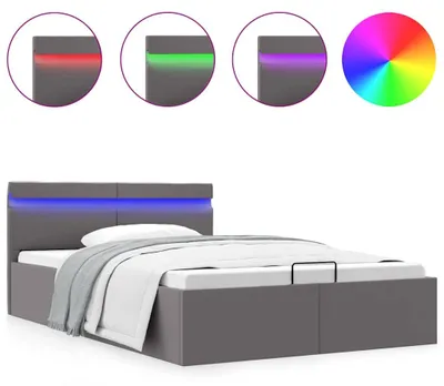 Immagine prodotto di Letto con rete idraulica LED in Pelle finta grigia 140x200 cm