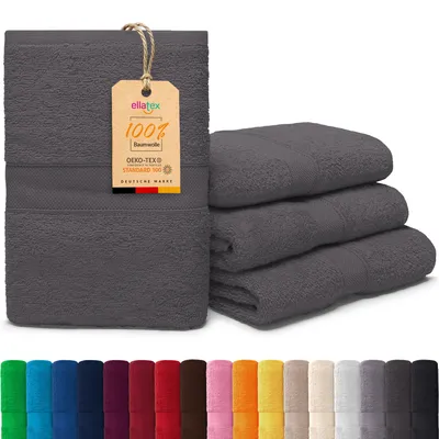Produktbild von EllaTex PARIS 4er Set Saunatücher XXL 100x200 cm – 100% Baumwolle, 500 g/m² Frottier, Vorteilspack, in Farbe: Smoky Grau