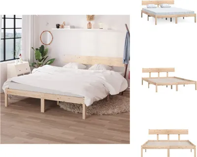 Produktbild von vidaXL Massivholzbett Kiefer 140x190 cm -  Betten & Bettgestelle