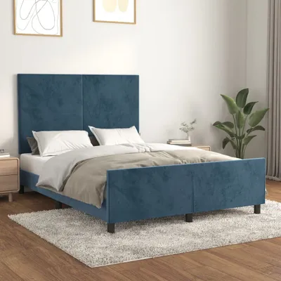 Zdjęcie produktu dla Maison Exclusive – rama łóżka bez materaca, ciemnoniebieska, 140 x 200 cm, aksamit
